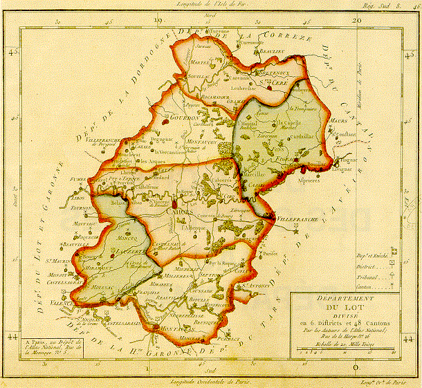 Carte  Département du Lot